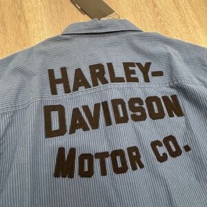 Harley-Davidson Striped Shirt Blue Button Up Long Sleeve Menswear Size X Large